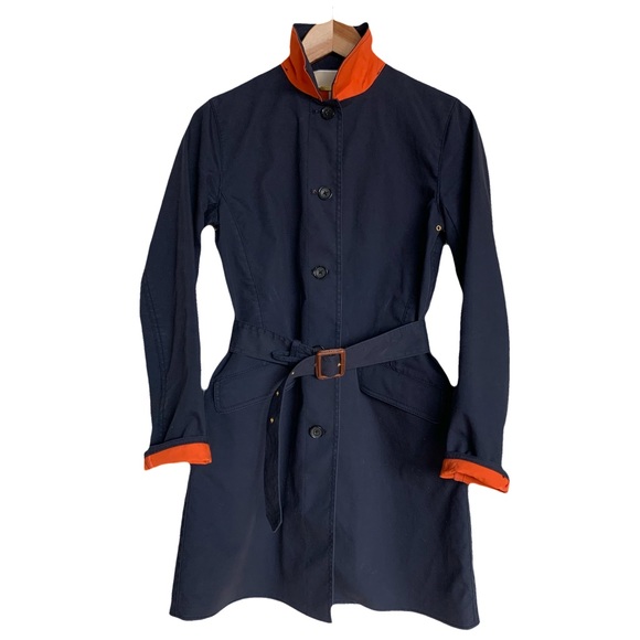 Michael Kors Navy & Orange Trench Coat. XS - Picture 3 of 6